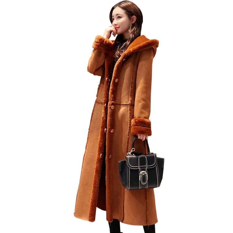 2018 New Faux Shearling Sheepskin Coats Women Thick Artificial Suede Jackets Women Autumn Winter Lambs Wool Thicken Warm Parkas