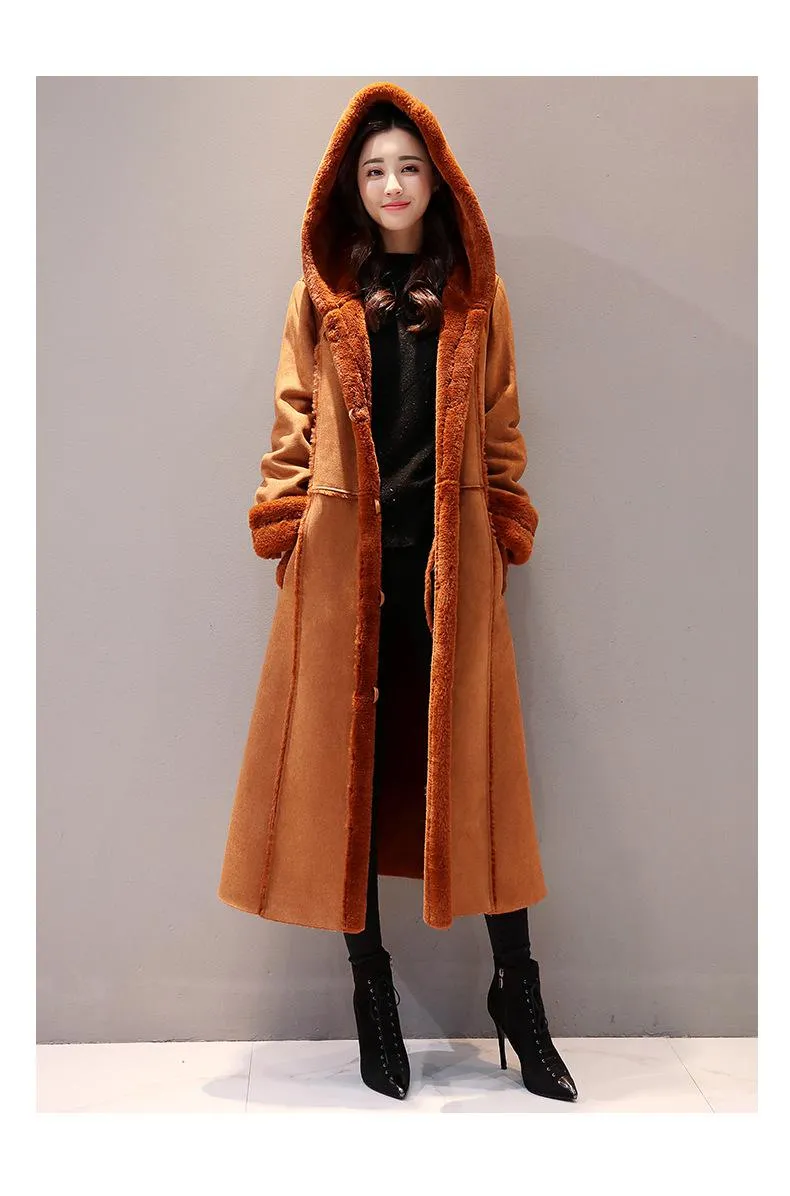 2018 New Faux Shearling Sheepskin Coats Women Thick Artificial Suede Jackets Women Autumn Winter Lambs Wool Thicken Warm Parkas