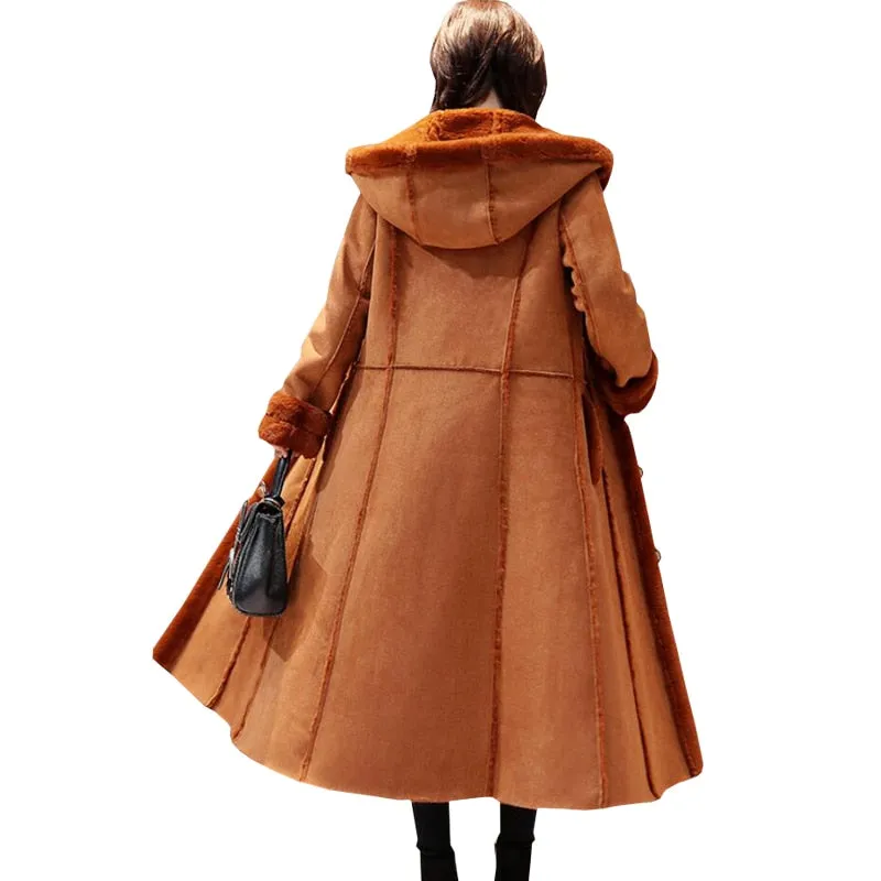 2018 New Faux Shearling Sheepskin Coats Women Thick Artificial Suede Jackets Women Autumn Winter Lambs Wool Thicken Warm Parkas