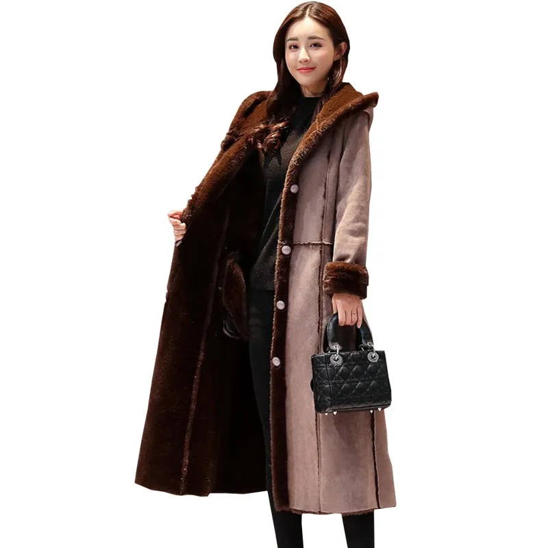 2018 New Faux Shearling Sheepskin Coats Women Thick Artificial Suede Jackets Women Autumn Winter Lambs Wool Thicken Warm Parkas