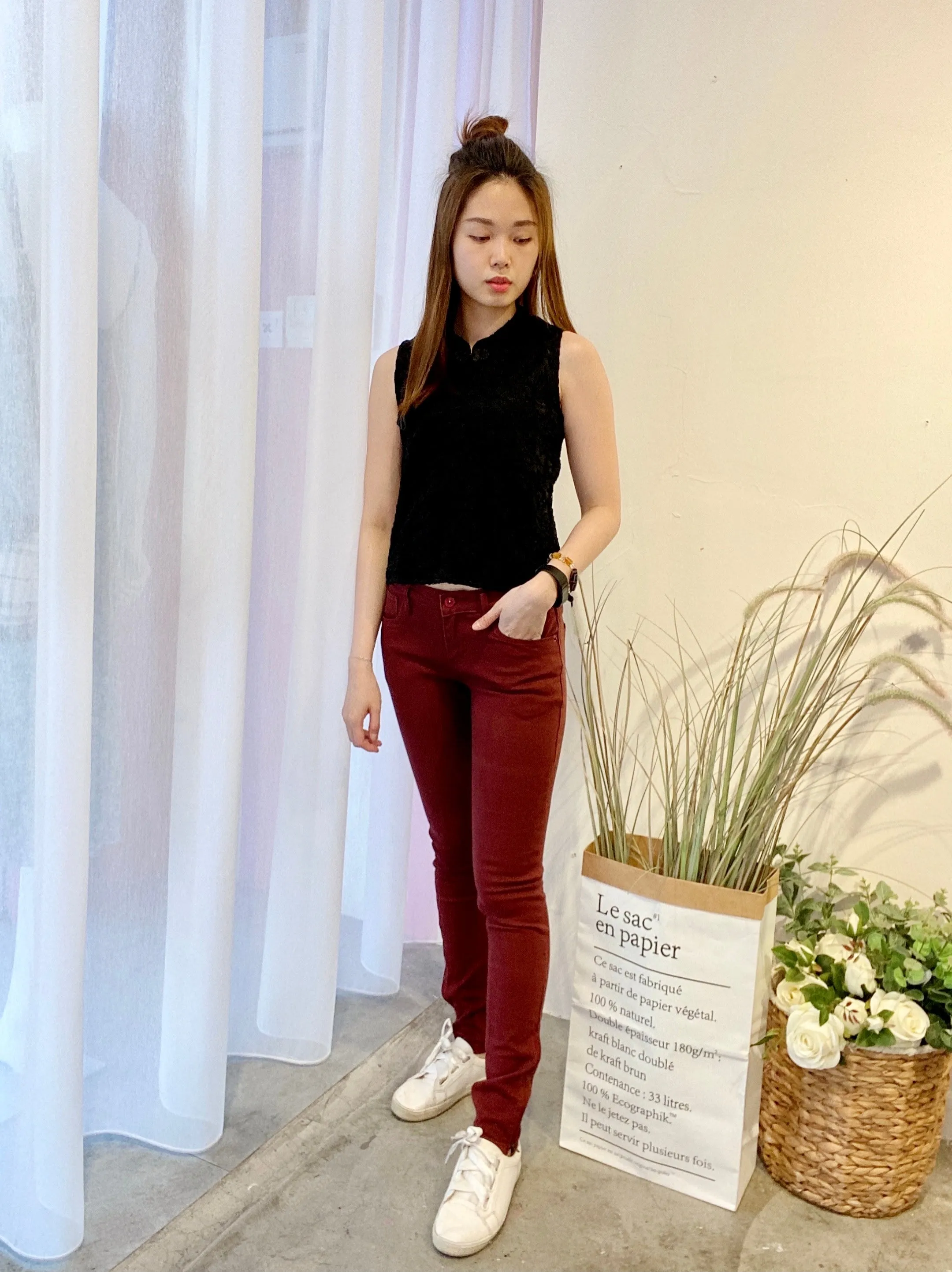 ACEWIN Maroon Long Jeans (Size 25-30) 300866