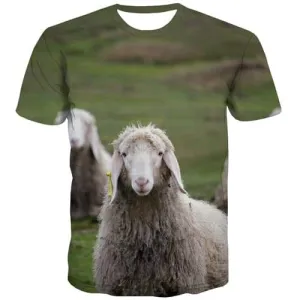 Animal T shirts Men Sheep Tshirt Anime Lovely T-shirts Graphic Harajuku Tshirts Casual