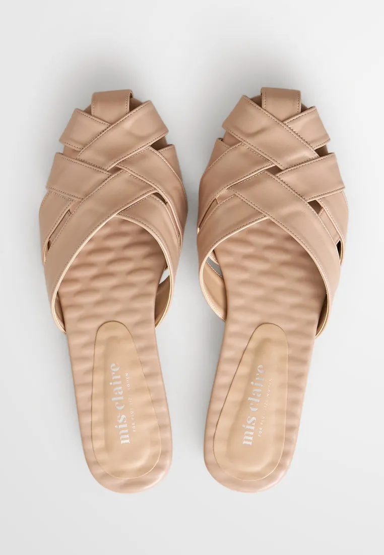 Anyam Woven-like Slip on Sandals - Beige