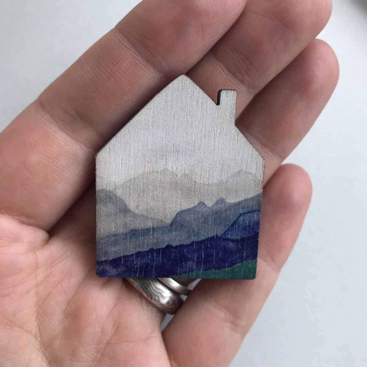 Blue Mountains Home Wood Brooch