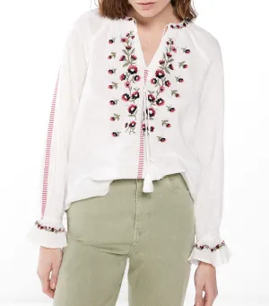 Boho Floral Embroidery Blouse