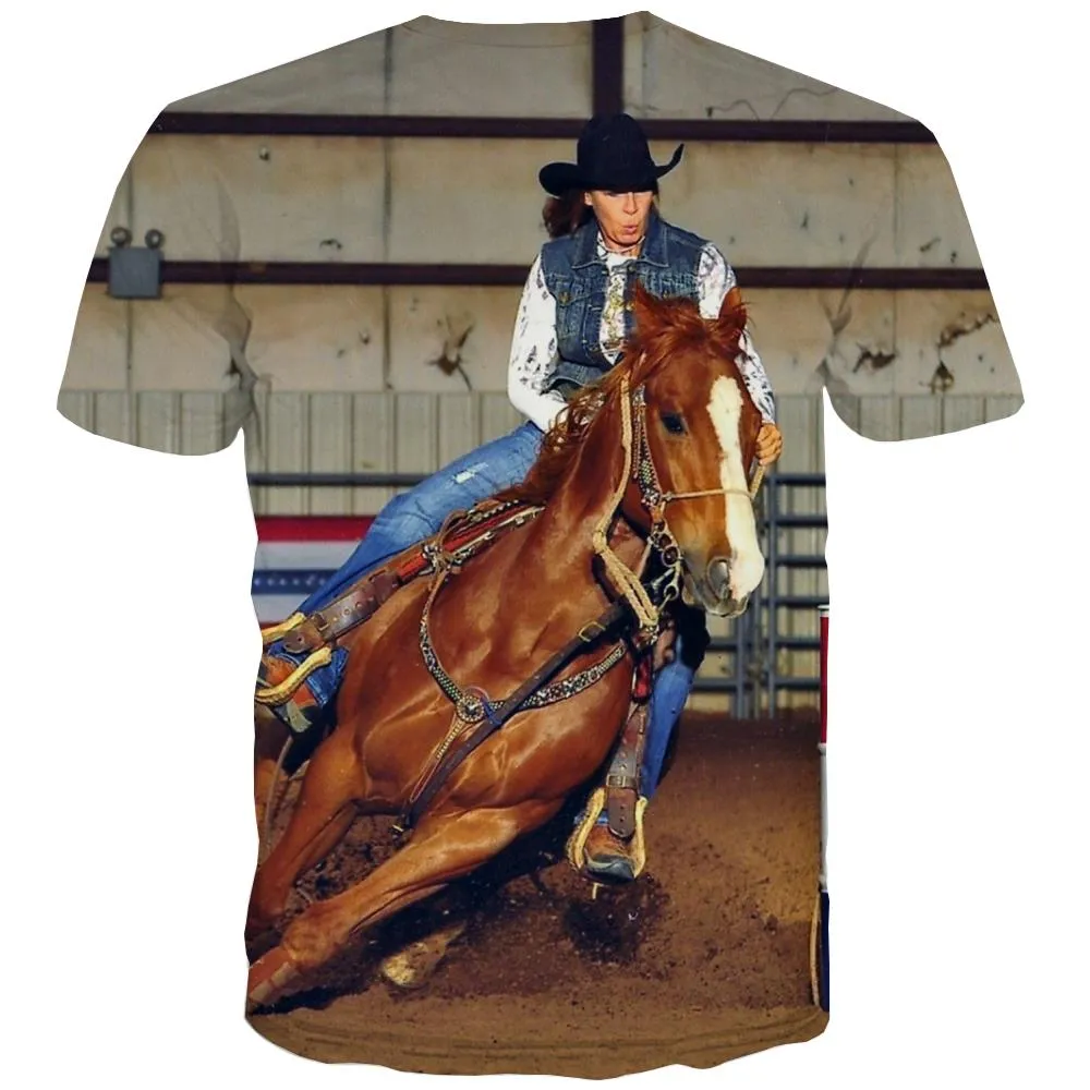 Borse T shirts Men Competition Tshirts Novelty Raced Shirt Print Equestrian T-shirts 3d