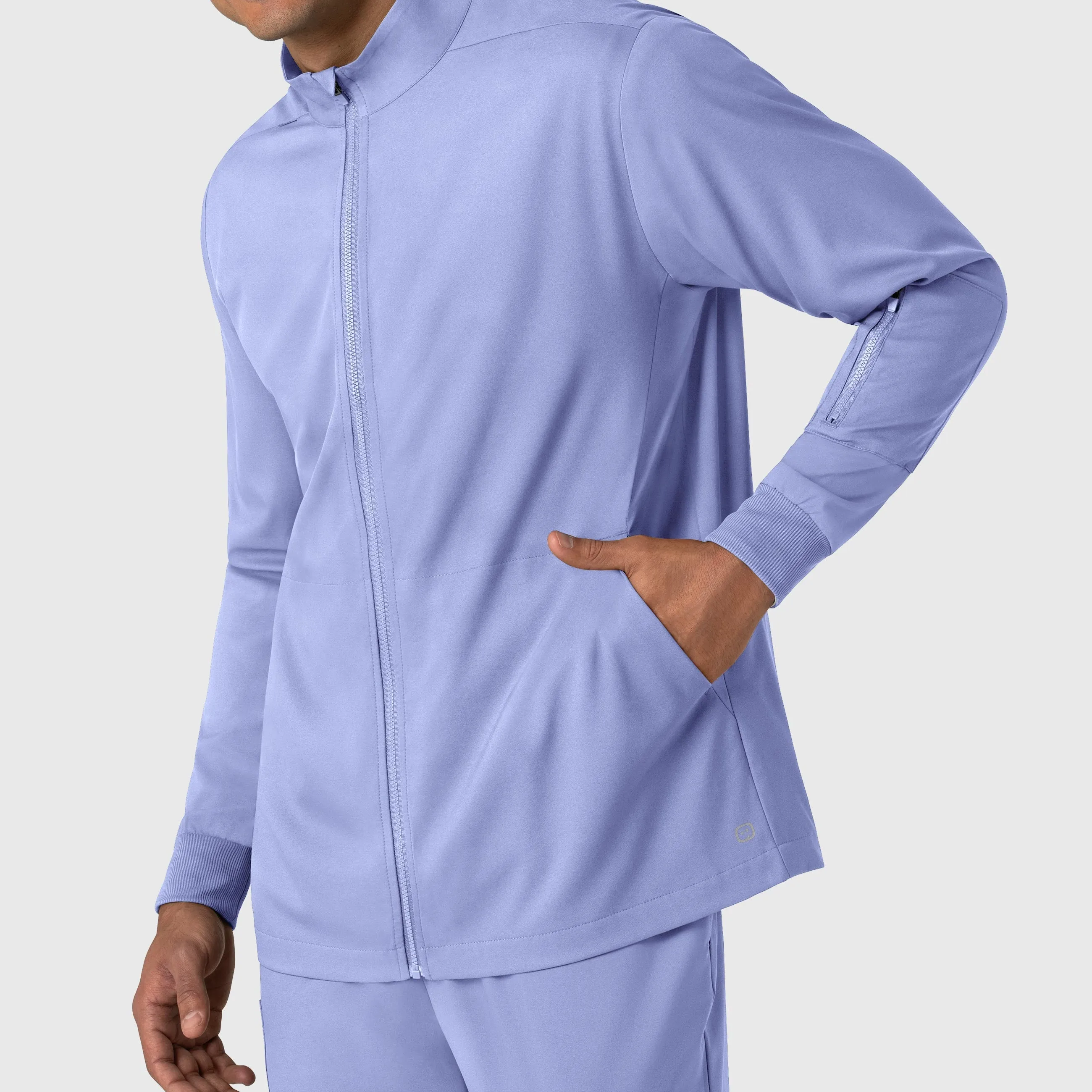 Boundless Men's Warm Up Scrub Jacket - Ceil Blue