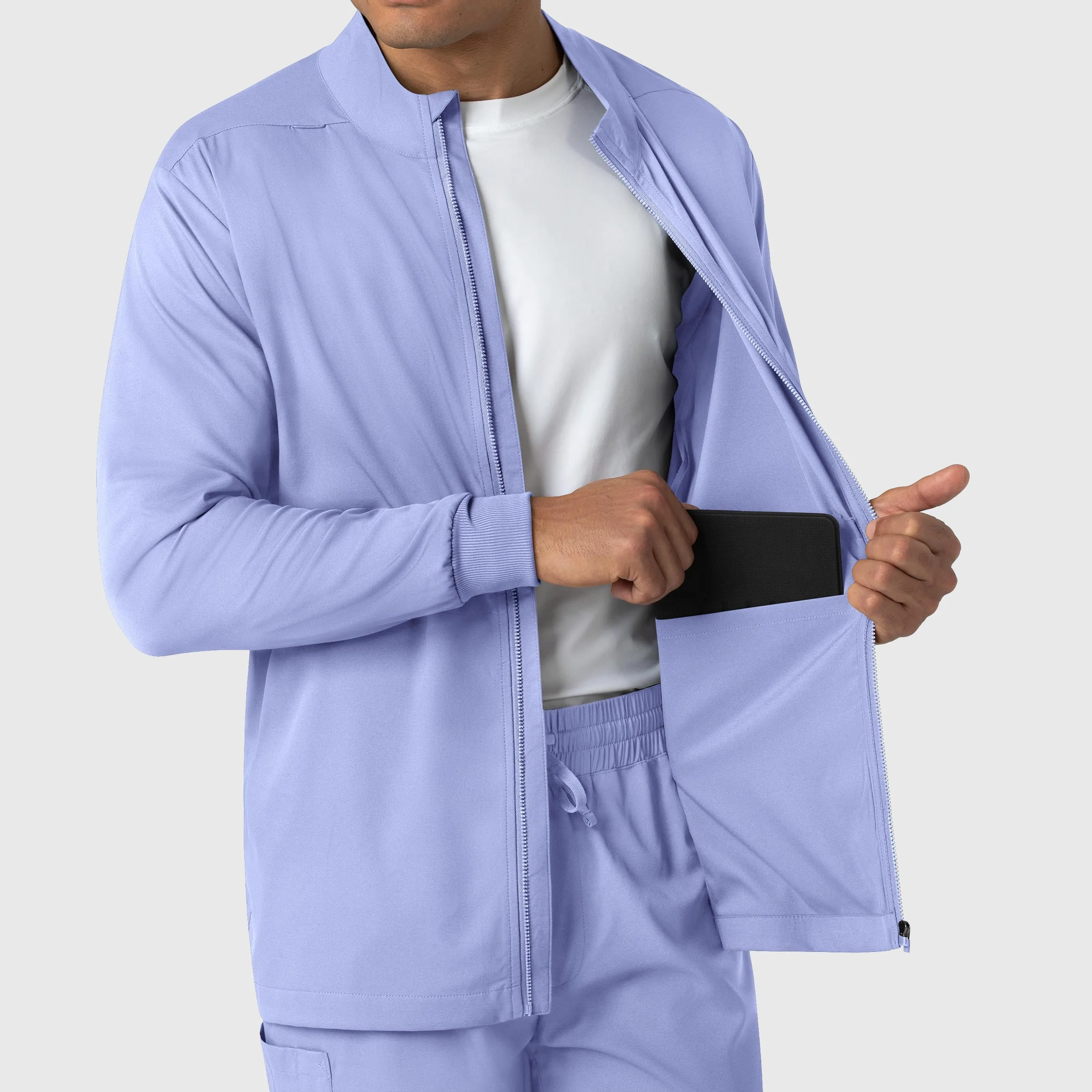 Boundless Men's Warm Up Scrub Jacket - Ceil Blue