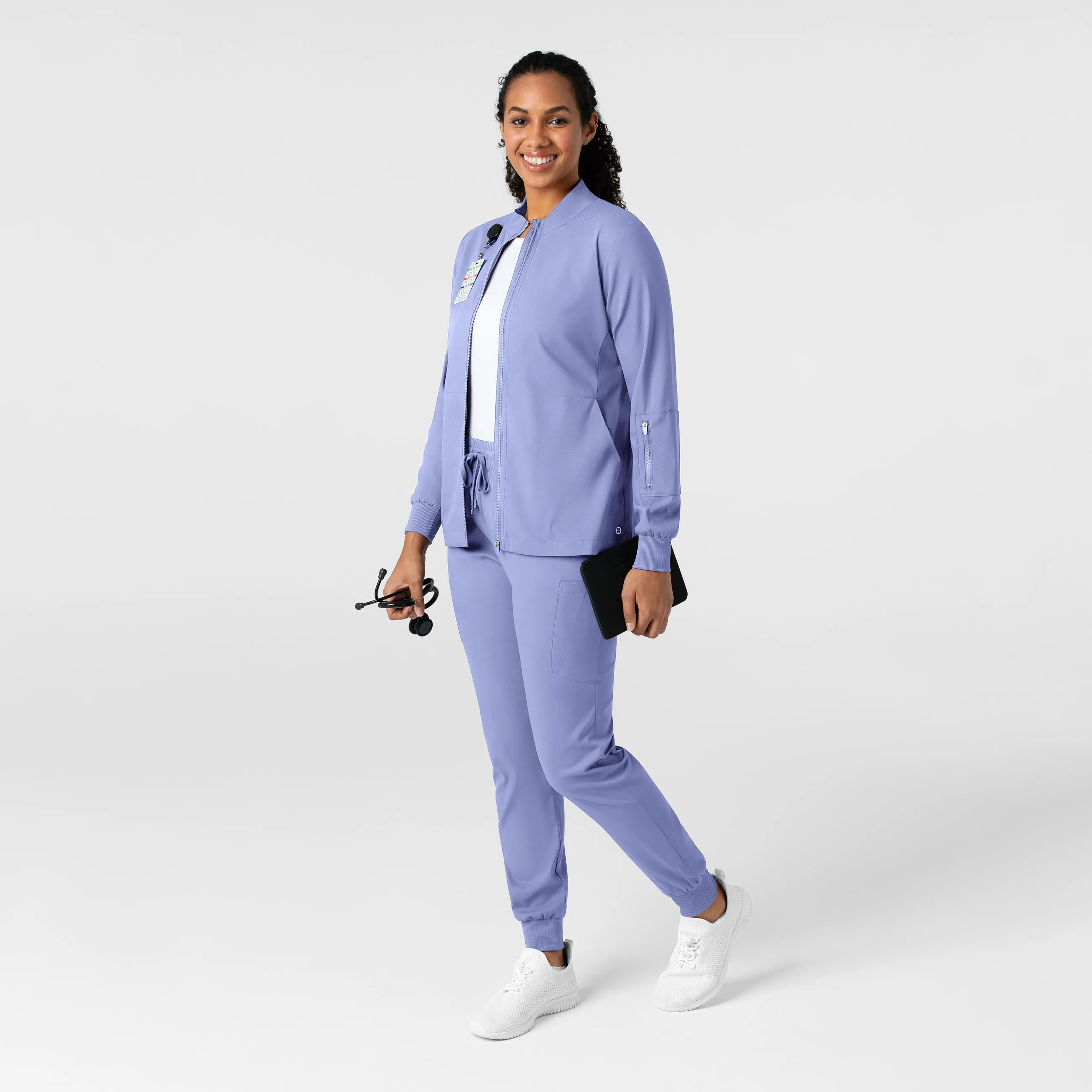 Boundless Women's Warm Up Scrub Jacket - Ceil Blue