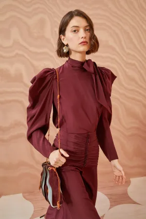 Brea Blouse - Mahogany Red