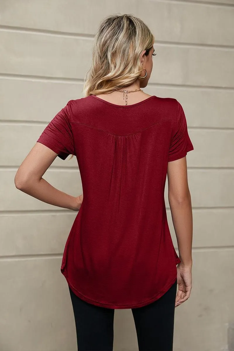 BUTTON NECK TUNIC TOP