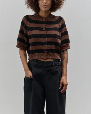 Cordera Buttoned Striped Top, Brown/Black