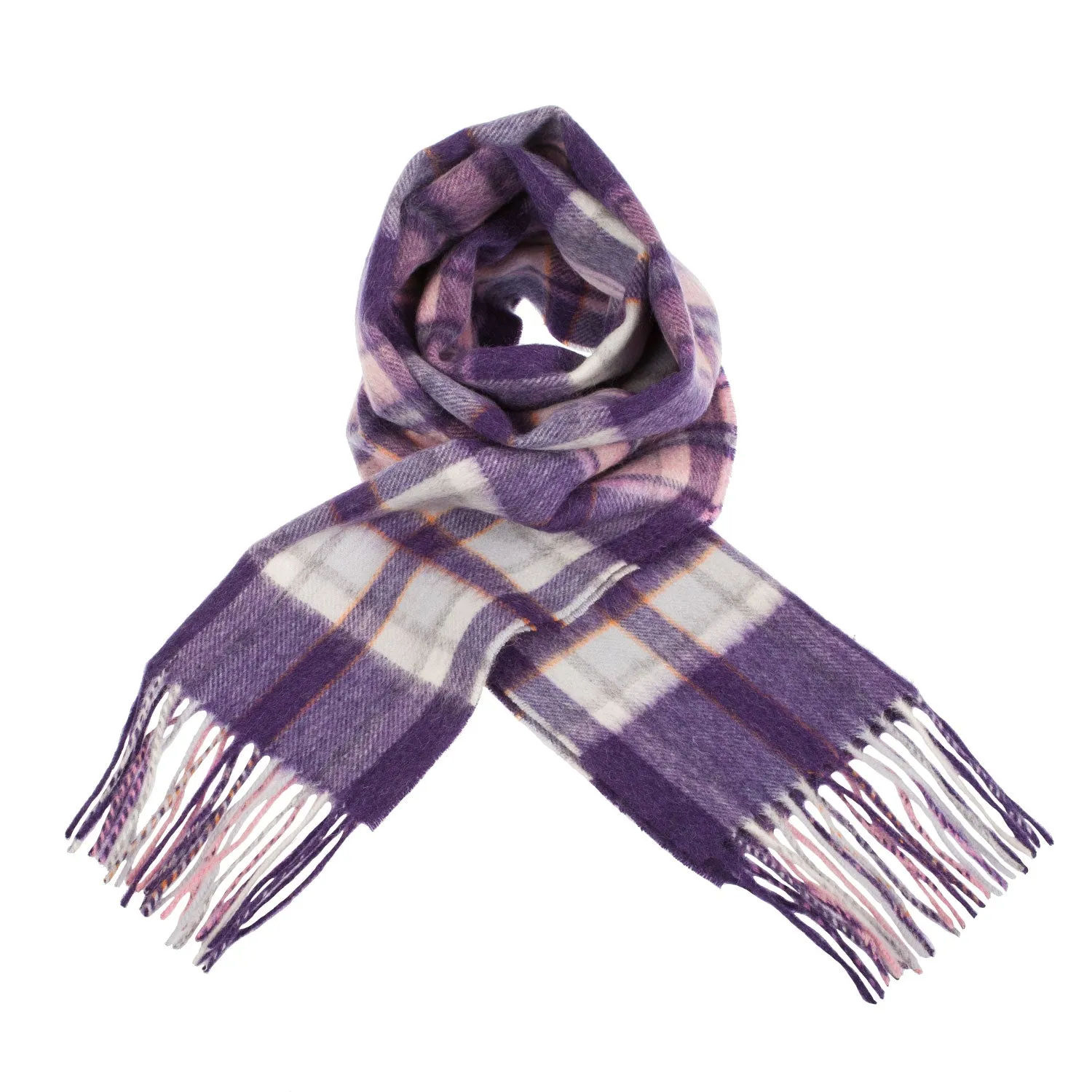 Edinburgh 100% Lambswool Scarf  Henold - Blackberry/Blue/Camellia