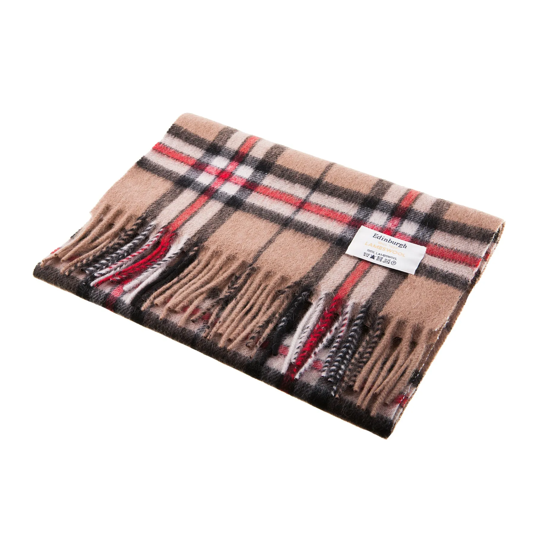 Edinburgh 100% Lambswool Scarf  Thomson Camel