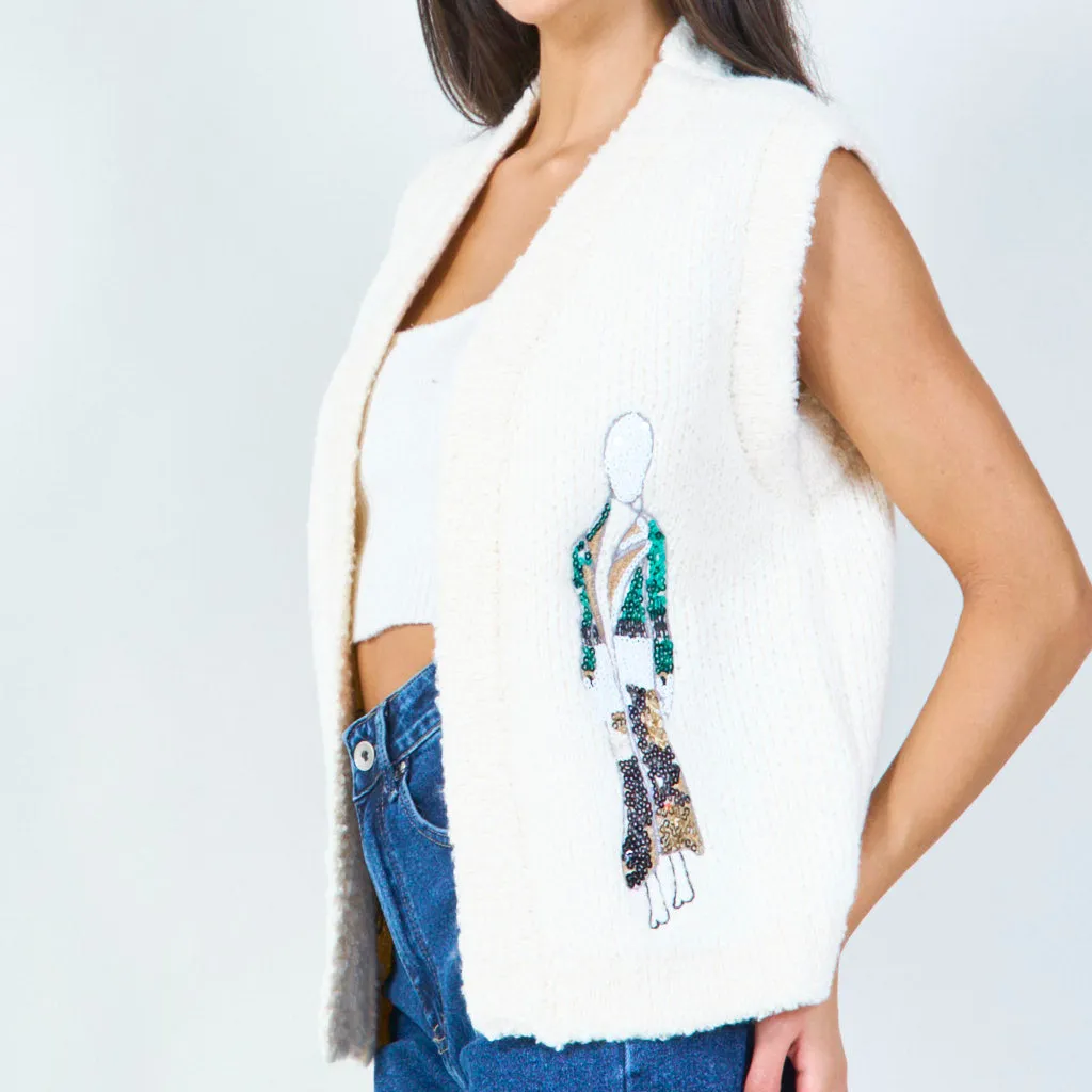 Embellished open front vest wholesale