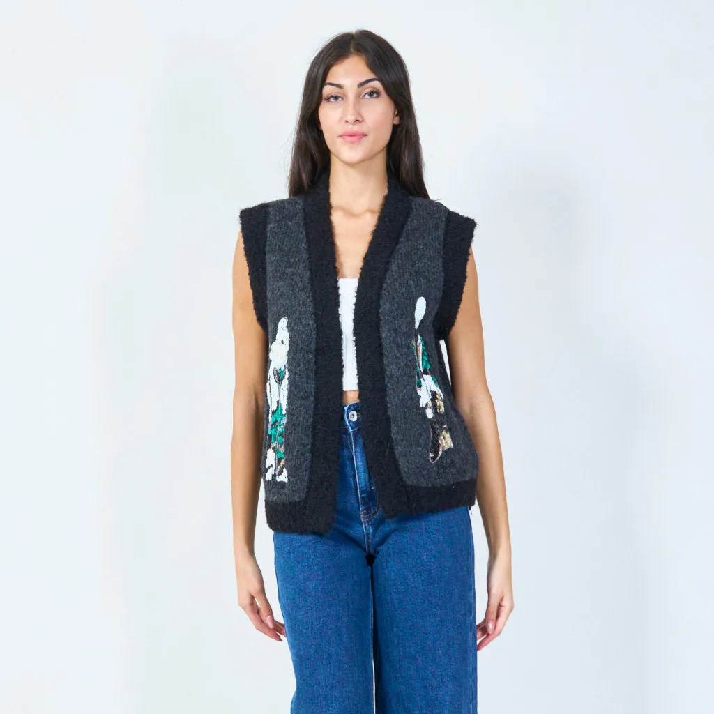 Embellished open front vest wholesale