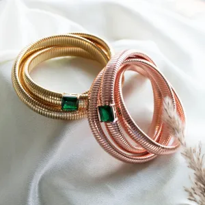 Emerald Chunky Twisted Bangle