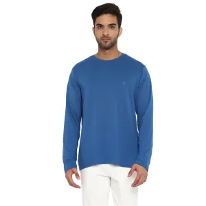 Essentials Blue Solid Round Neck T-Shirt