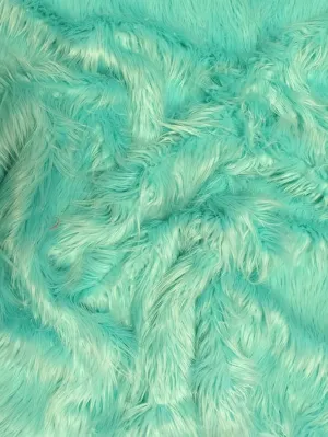 Faux Fake Fur Solid Mongolian Long Pile Fabric / Aqua / Ecoshag 15 Yard Bolt