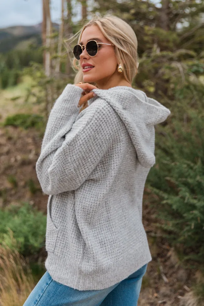 Found Your Love Grey Oversized Waffle Hooded Sweater SALE