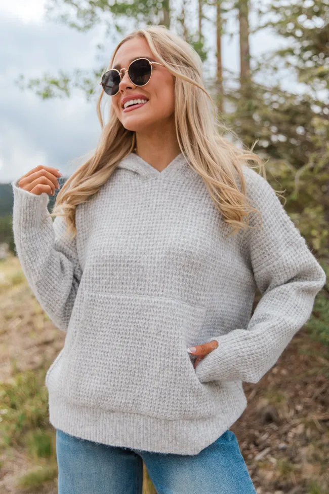 Found Your Love Grey Oversized Waffle Hooded Sweater SALE