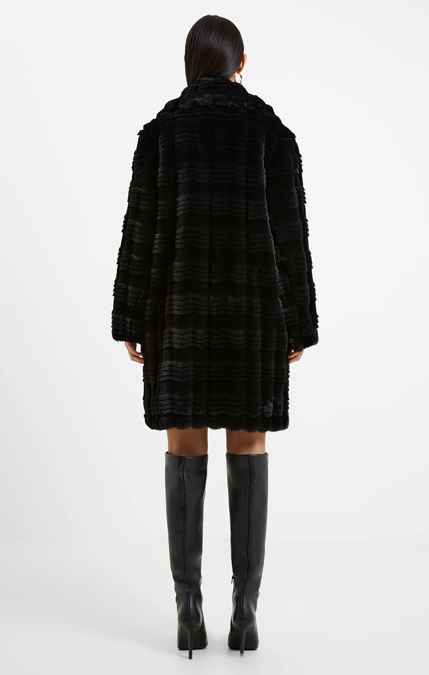 French Connection Daryn Faux Fur Coat-Blackout-70VAI