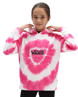 Girls Tie Dye Heart Hoodie in Begonia Pink