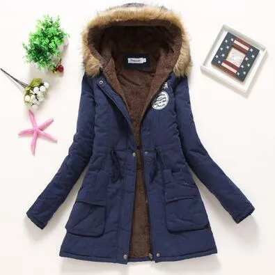 Hooded medium-long casual parka