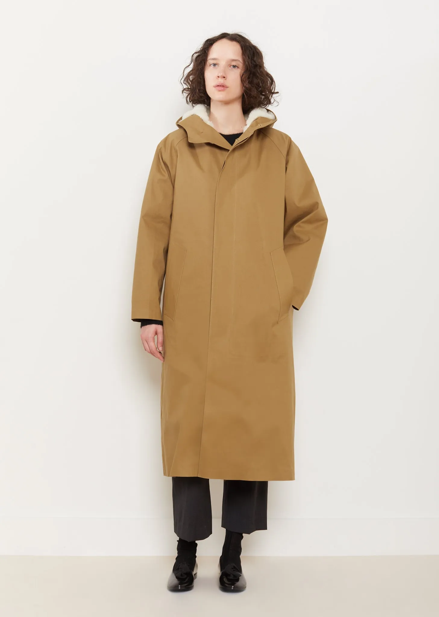 Hooded Removable Lamb Fur Lined Coat