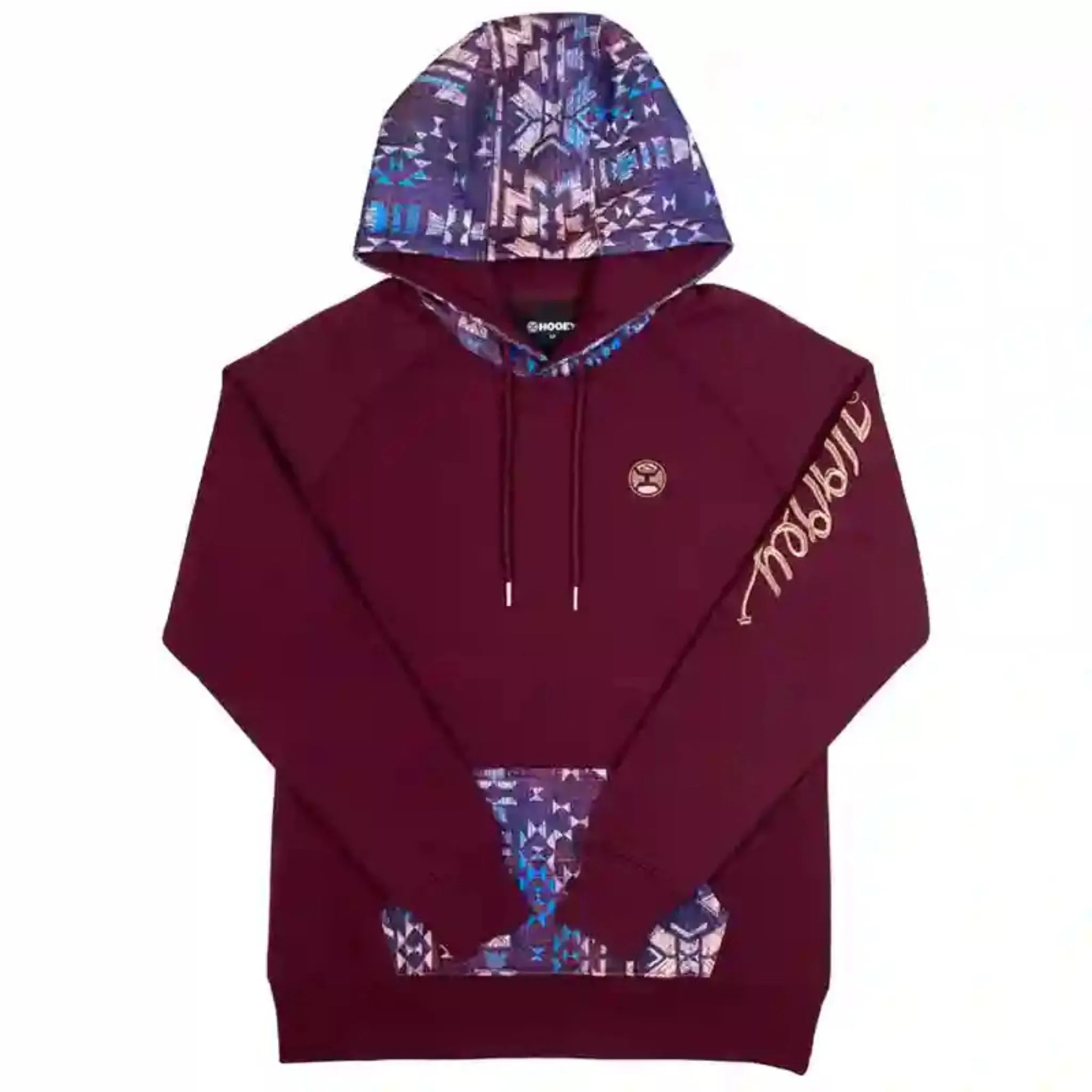 Hooey Ladies Maroon Aztec Hoodie