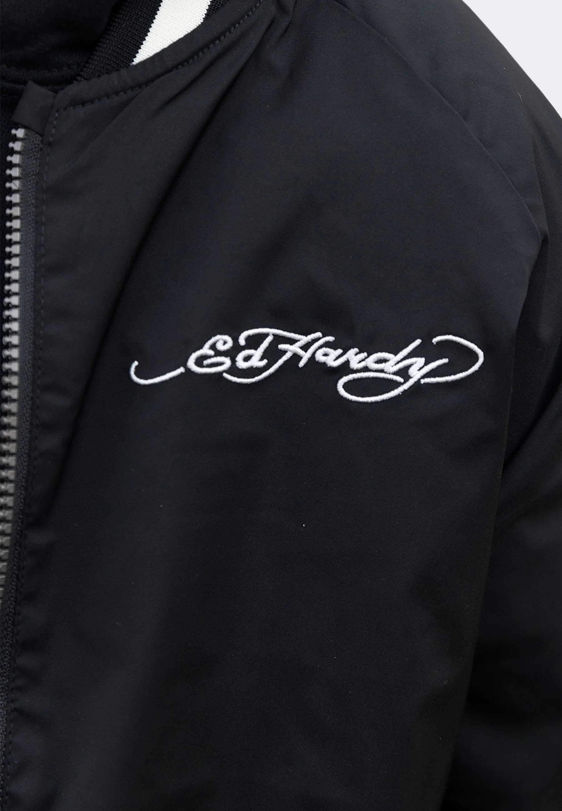 Hype X Ed Hardy Boys Black Reversible Allover Tiger Souvenir Jacket