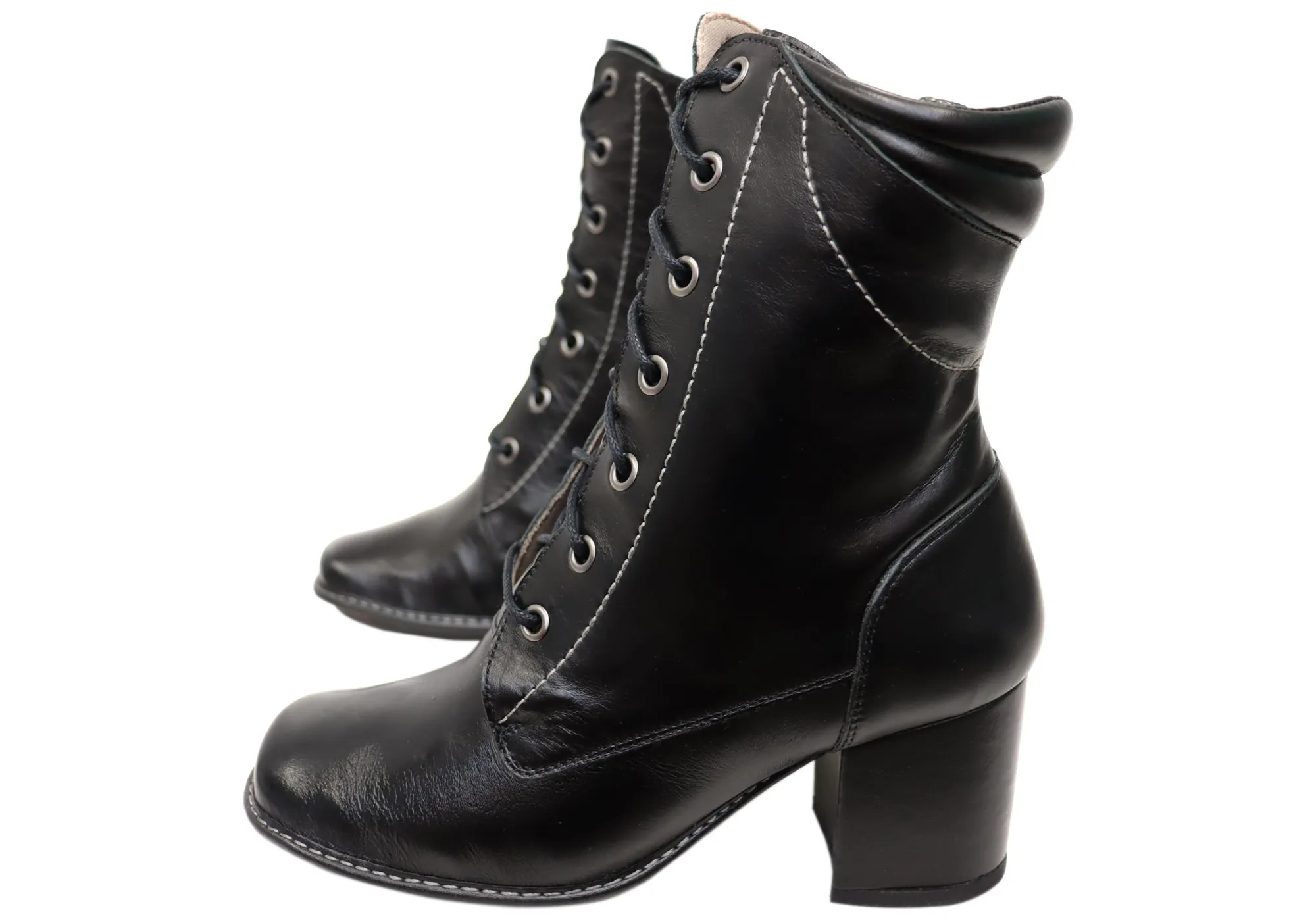 J Gean Amalia Womens Comfortable Leather Ankle Boots Made In Brazil