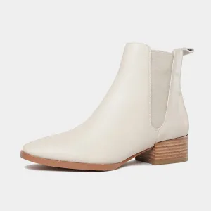 Kenya Ivory Leather Ankle Boots