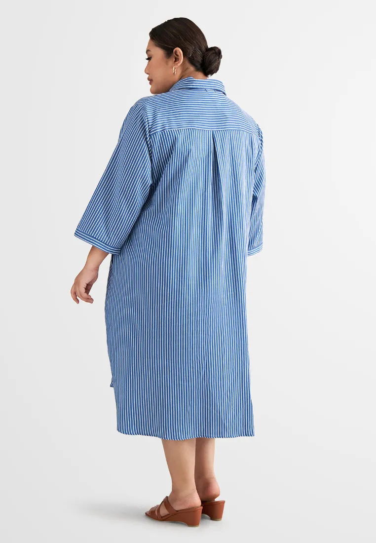 Leandra Stripes Long Shirt Dress