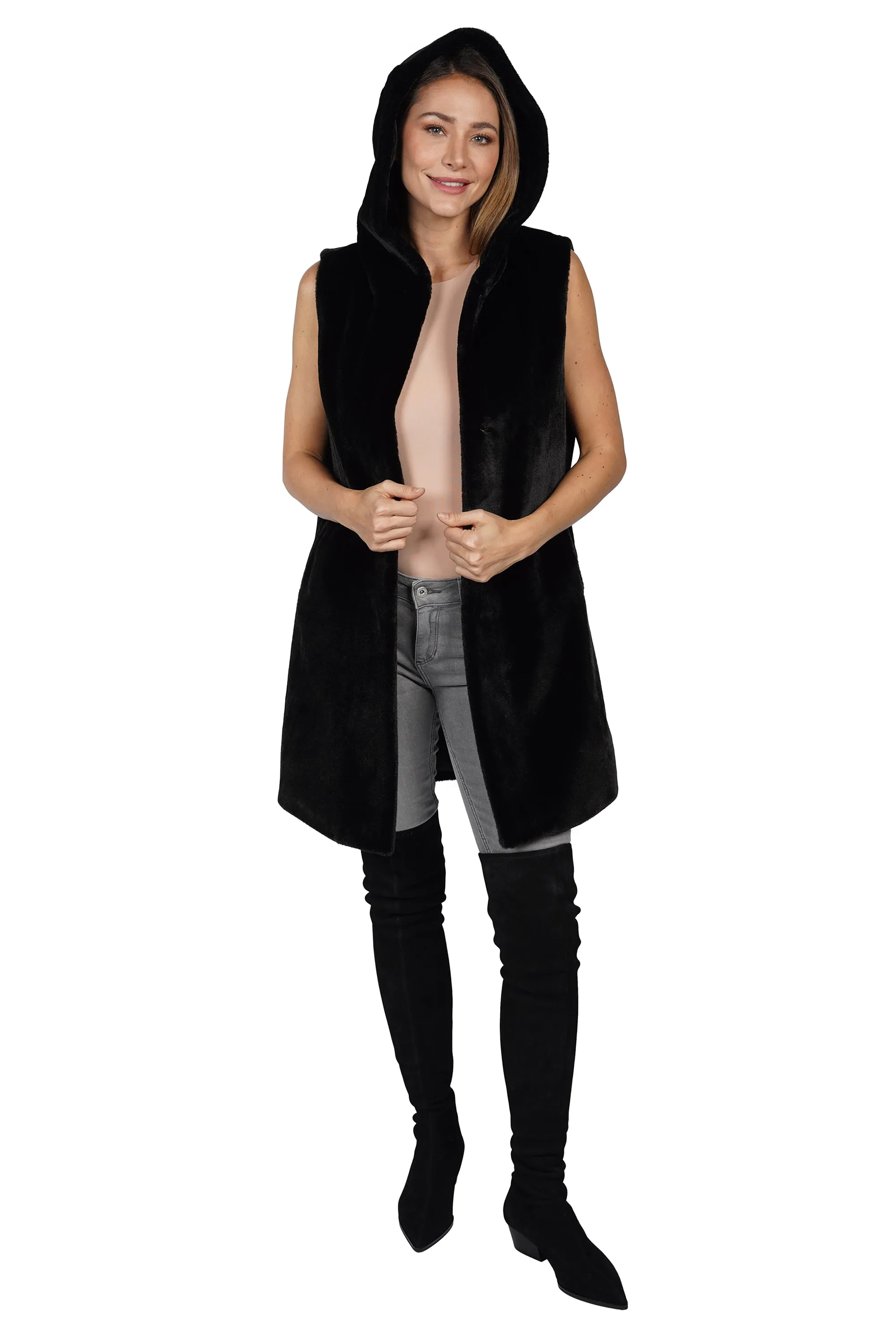 Luciano Faux Fur Hooded Vest