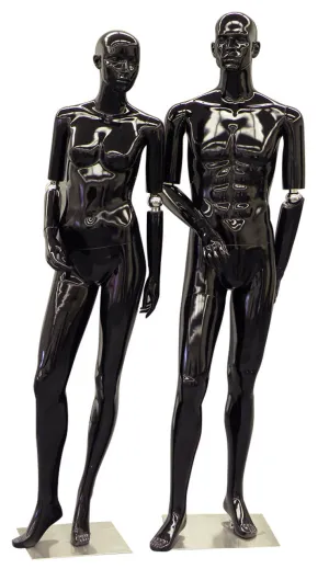 Male and Female Black Mannequin with Movable Elbows MM-PAIR3