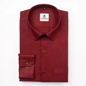 Maroon Color Linen Formal Shirts For Men