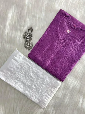 Mauve Celestial Cotton Charm Chikankari Set