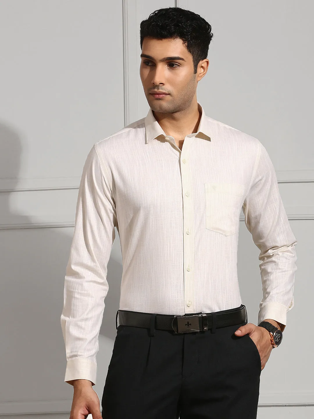 Men 100% Cotton Shirt Cream CL2 GT36