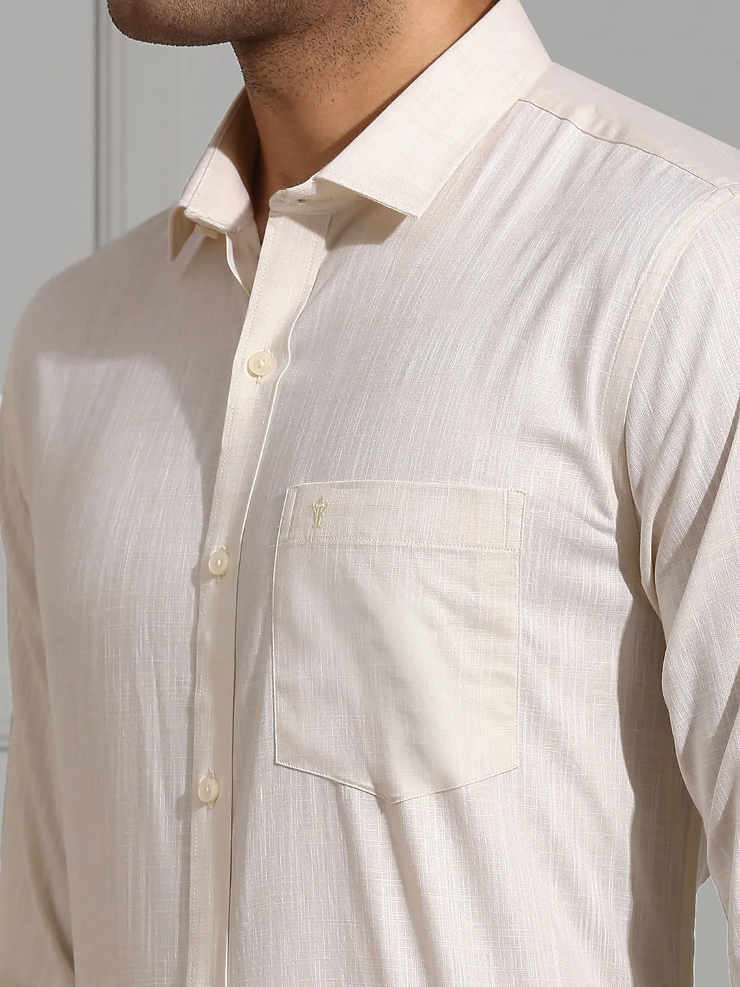 Men 100% Cotton Shirt Cream CL2 GT36