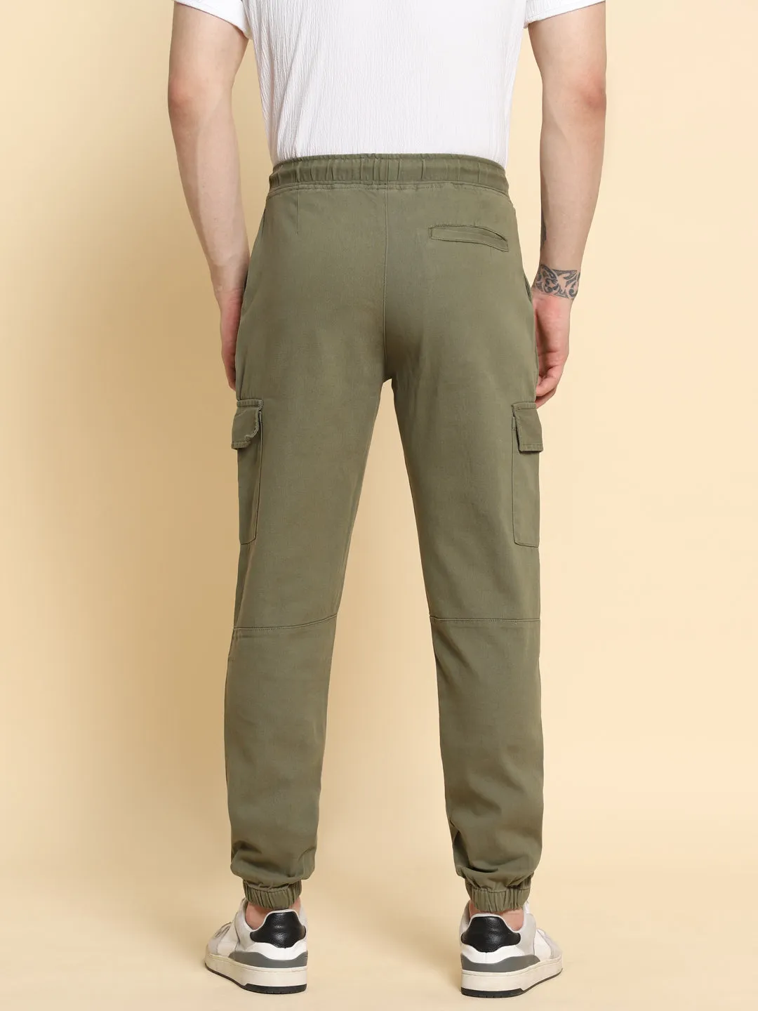 Men's Light Olive Cargo Joggers Smart Casual Look For Season Essential