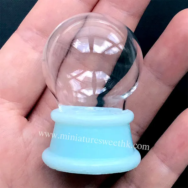 Miniature Snow Globe Base Silicone Mold (2 Cavity) | Dollhouse Crystal Ball Base Mould | Kawaii Resin Craft Supplies (25mm and 30mm)