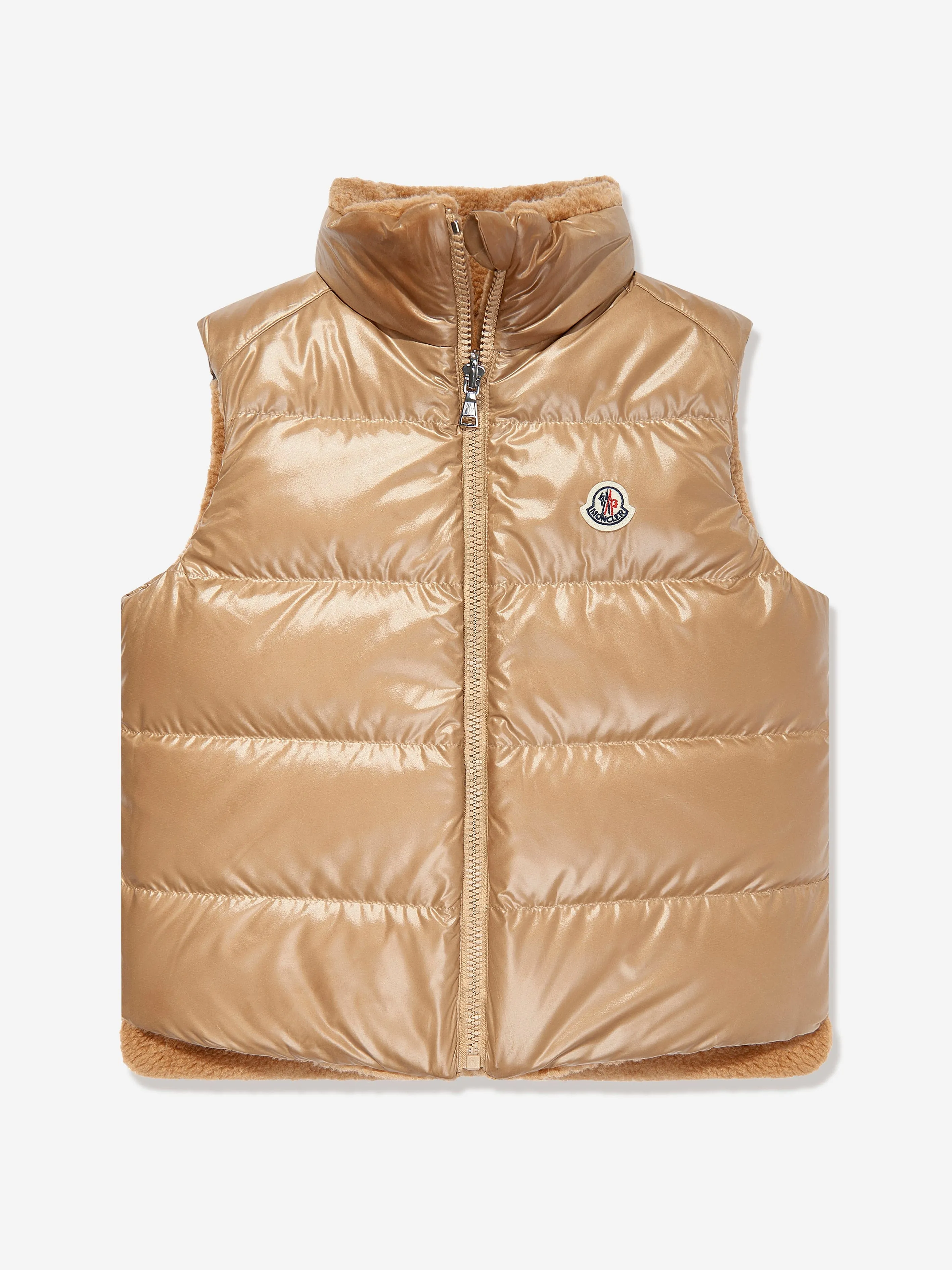 Moncler Enfant Boys Down Padded Reversible Colbricon Gilet in Beige