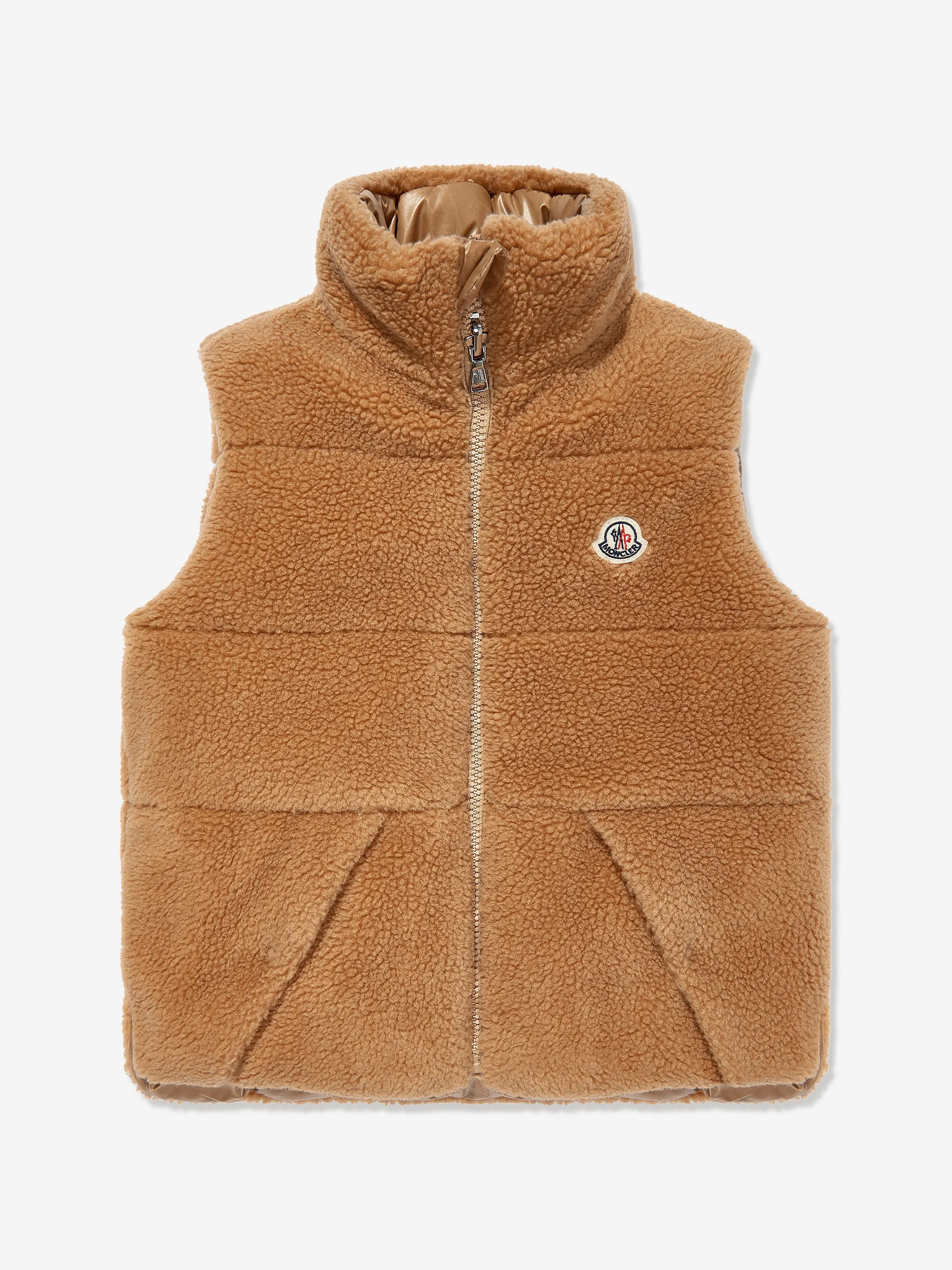 Moncler Enfant Boys Down Padded Reversible Colbricon Gilet in Beige