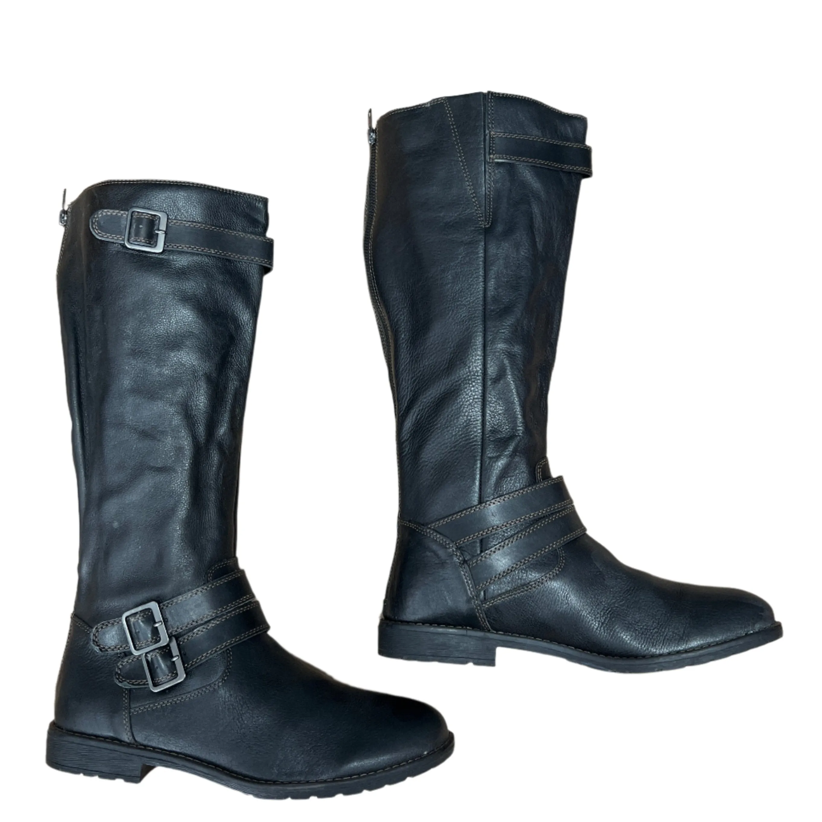 Montana Women's MOTO Tall  Black leather Boots 10M