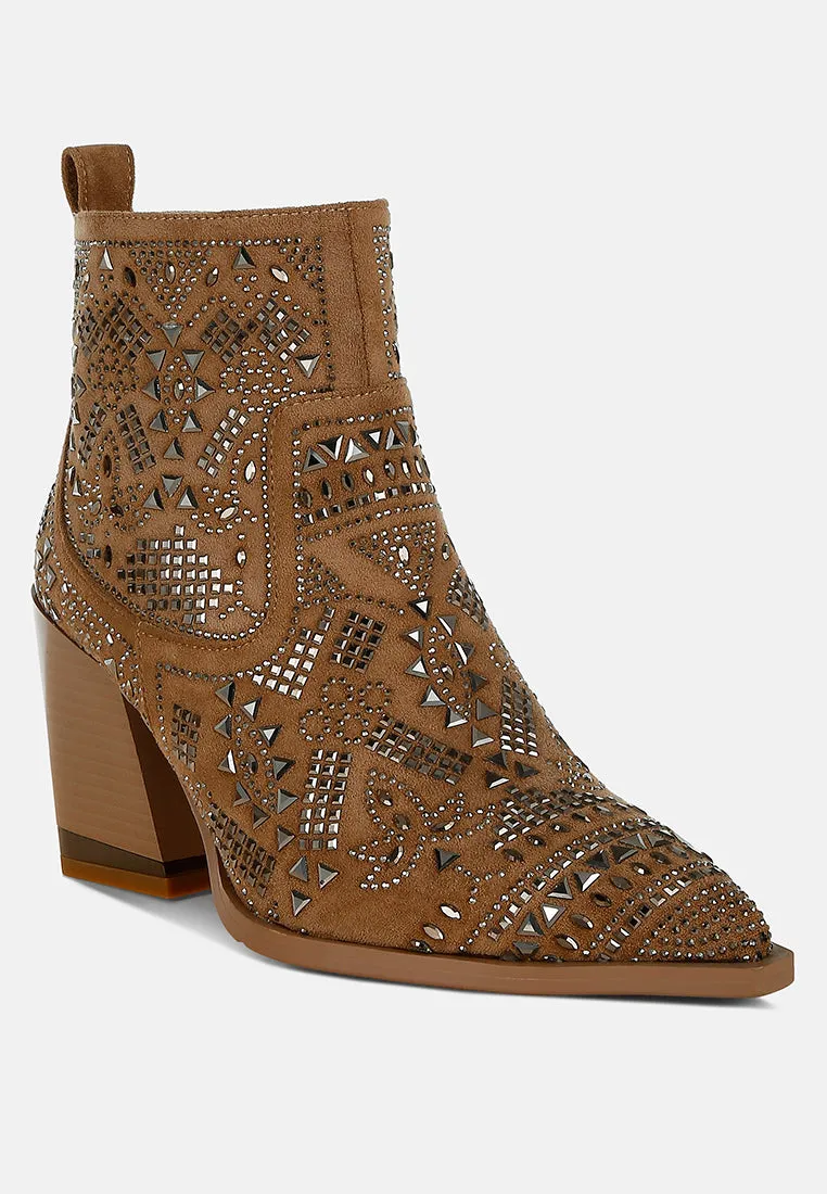 Omishi Stud Embellished Ankle Boots