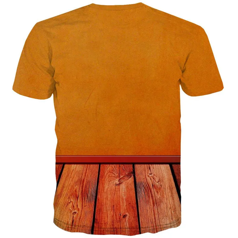 orange floor wind tshirts 4D tshirt special texture Casual men different art costume