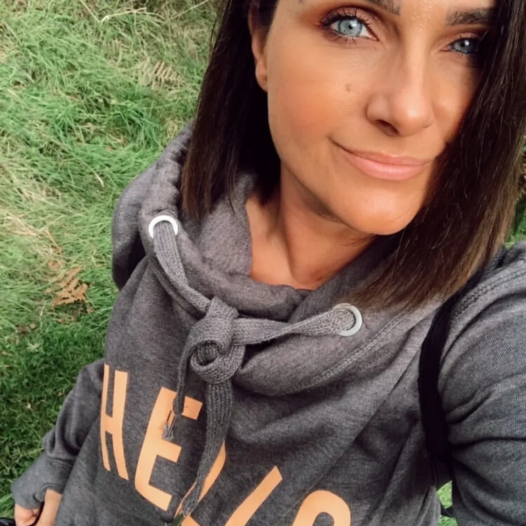 Orange HELLO hoodie in Charcoal