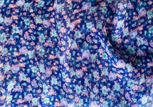 Parosh Semi-Sheer Aqua & Violet Floral Silk Chiffon (Made in Italy)