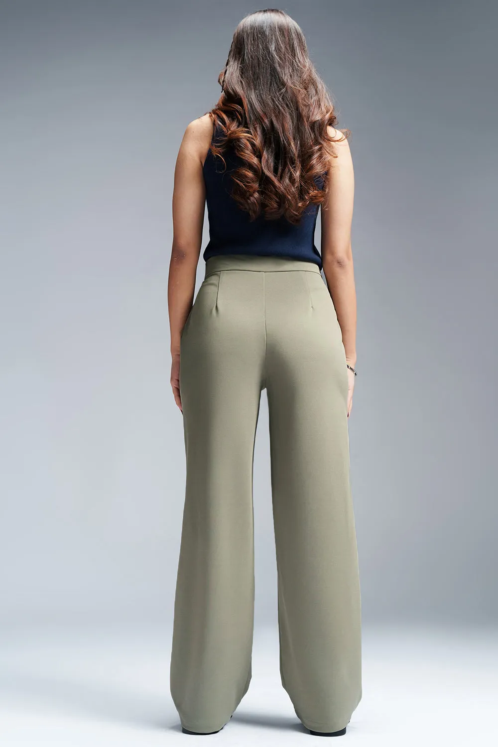 Pastel Olive Women's Textured Korean Pants